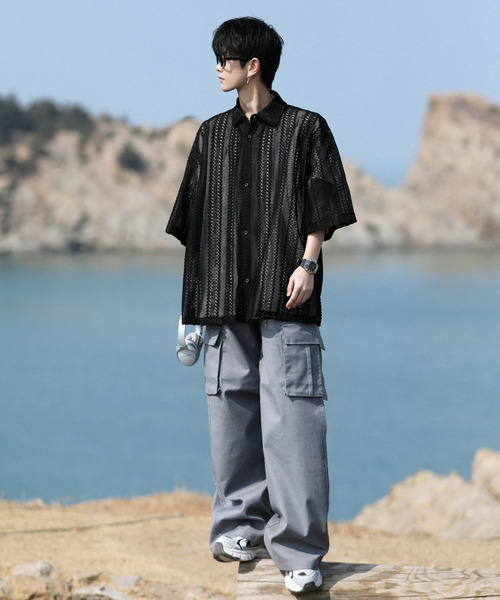 「neos」 半袖ポロシャツ LARGE グレー メンズ_画像3