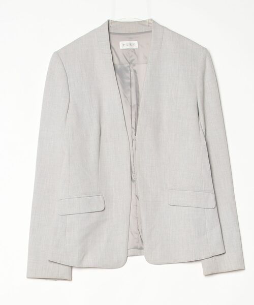 【美品】 PLST ノーカラージャケット ライトグレー PLST（プラステ） ノーカラージャケット M グレー レディース