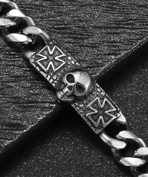 ARCHIVER ブレスレット 「Bz」アイアンクロス＆スカルシルバー