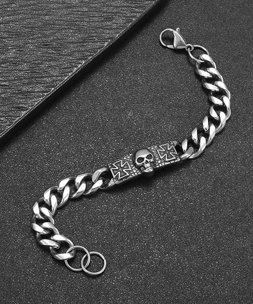 ARCHIVER ブレスレット 「Bz」アイアンクロス＆スカルシルバー