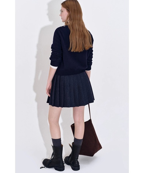 カーディガン ダイヤモンド柄 シェルボタン ニットカーディガン