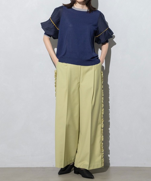 「MARECHAL TERRE」 ニットカーディガン MEDIUM セージグリーン レディース_画像3