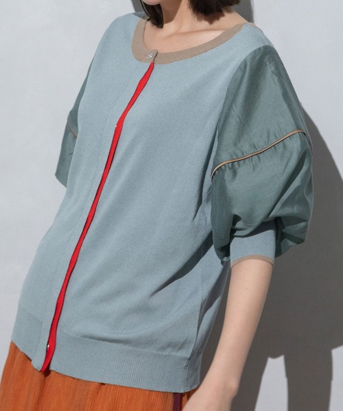 「MARECHAL TERRE」 ニットカーディガン MEDIUM セージグリーン レディース_画像9