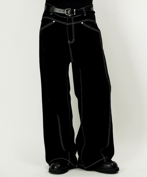 ワイドパンツ ジーンズ DWSE／ステッチデニムパンツ メンズ : ZOZOTOWN 