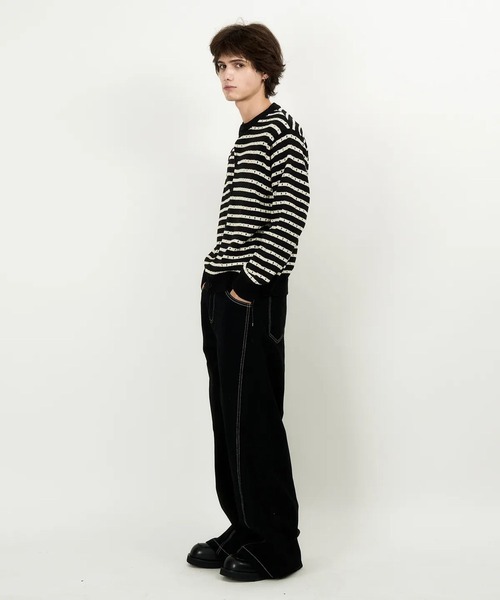 ワイドパンツ ジーンズ DWSE／ステッチデニムパンツ メンズ : ZOZOTOWN