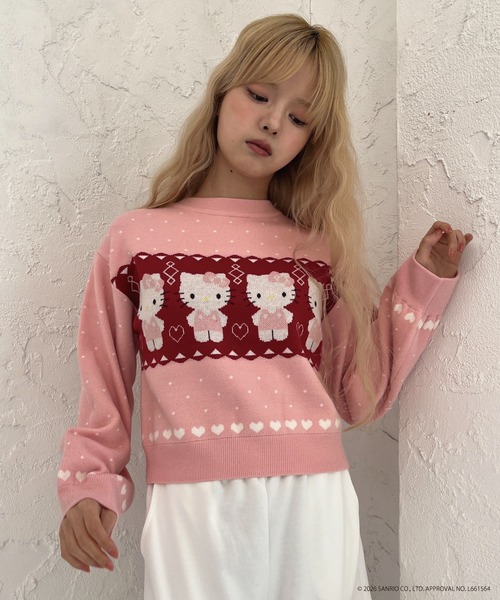 HELLO KITTY 総柄ニット セーター knit sanrio（サンリオ） ニット セーター 「HELLO KITTY」NORDIC KNIT
