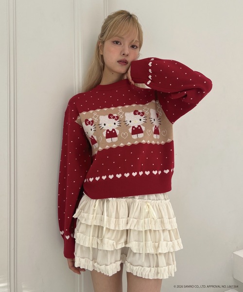 【HELLO KITTY】ニットプルオーバー & ニットショートパンツ sanrio（サンリオ） ニット セーター 「HELLO KITTY」NORDIC KNIT