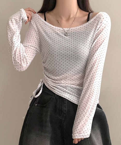 新品　花柄　シースルー　アシンメトリー　トップス osharewalker（オシャレウォーカー） カットソー レディース トップス