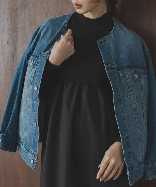 URBAN RESEARCH Sonny Label ワンピース モックネックドッキングニット