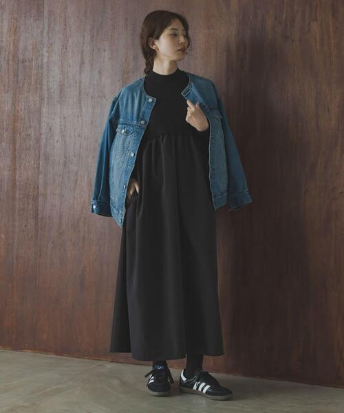 URBAN RESEARCH Sonny Label ワンピース モックネックドッキングニット