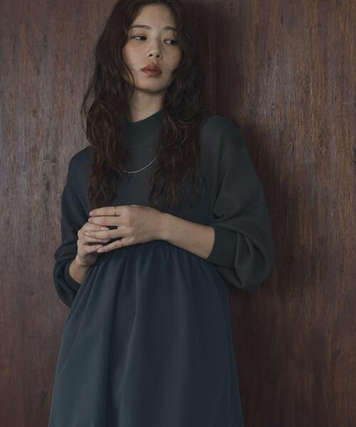 【NEW】アーバンリサーチ サニーレーベル（URBAN RESEARCH SonnyLabel）/モックネックドッキングニットワンピース URBAN RESEARCH Sonny Label ワンピース モックネックドッキングニット