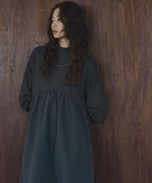 URBAN RESEARCH Sonny Label ワンピース モックネックドッキングニット