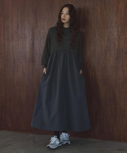 URBAN RESEARCH Sonny Label ワンピース モックネックドッキングニット