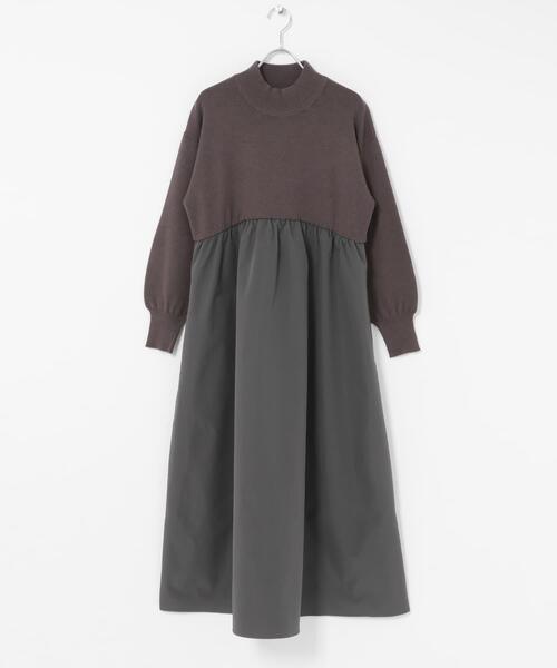 URBAN RESEARCH Sonny Label ワンピース モックネックドッキングニット