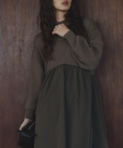 URBAN RESEARCH Sonny Label ワンピース モックネックドッキングニット