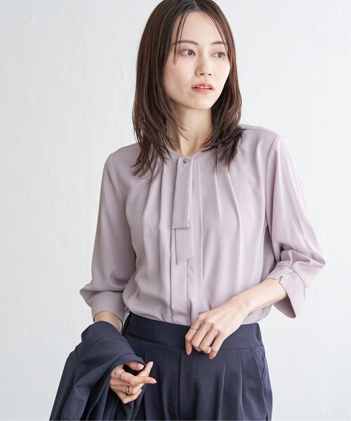 「IKKA LOUNGE」 7分袖ブラウス S ブルー レディース_画像3