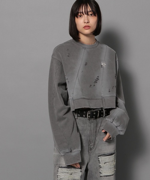 「Anui」 スウェットカットソー MEDIUM グレー レディース_画像3