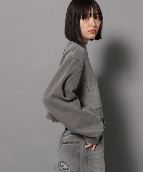 「Anui」 スウェットカットソー MEDIUM グレー レディース_画像4