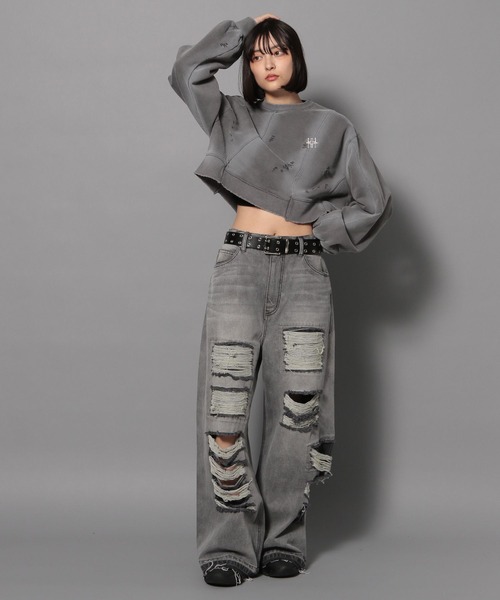 「Anui」 スウェットカットソー MEDIUM グレー レディース_画像5