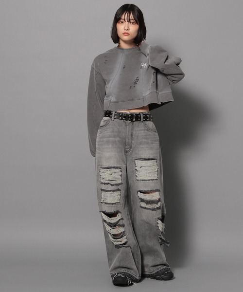 「Anui」 スウェットカットソー MEDIUM グレー レディース_画像6