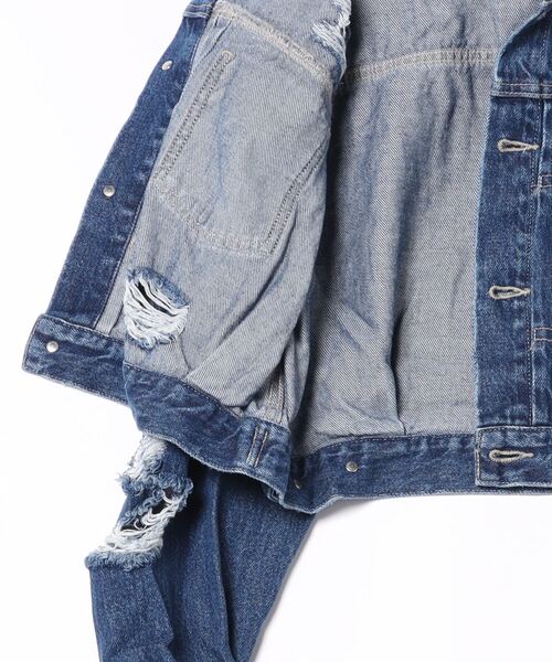 「GYDA」 デニムジャケット FREE ライトブルー レディース_画像2