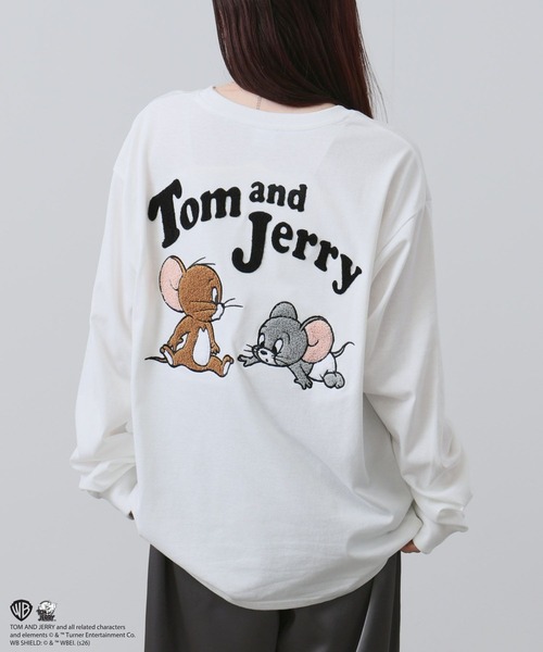 tシャツ 「TOM＆JERRY 」 キャラクター 刺繍 バックプリント オーバー