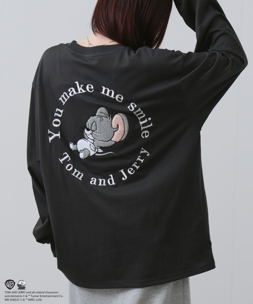 tシャツ 「TOM＆JERRY 」 キャラクター 刺繍 バックプリント オーバー
