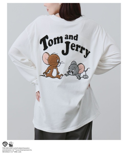 tシャツ 「TOM＆JERRY 」 キャラクター 刺繍 バックプリント オーバー