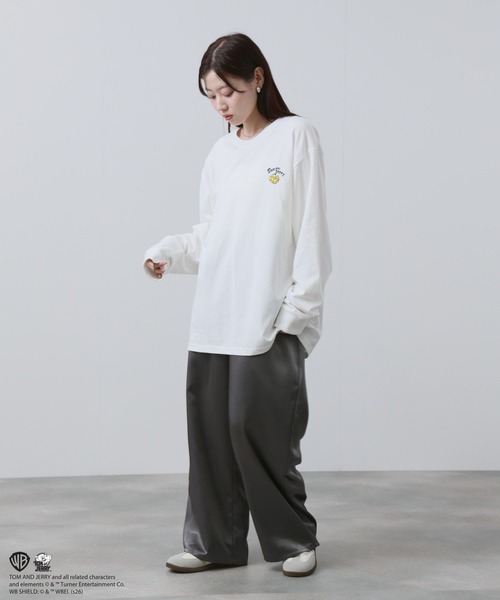 tシャツ 「TOM＆JERRY 」 キャラクター 刺繍 バックプリント オーバー