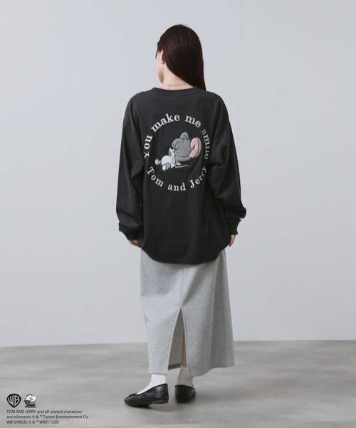 tシャツ 「TOM＆JERRY 」 キャラクター 刺繍 バックプリント オーバー