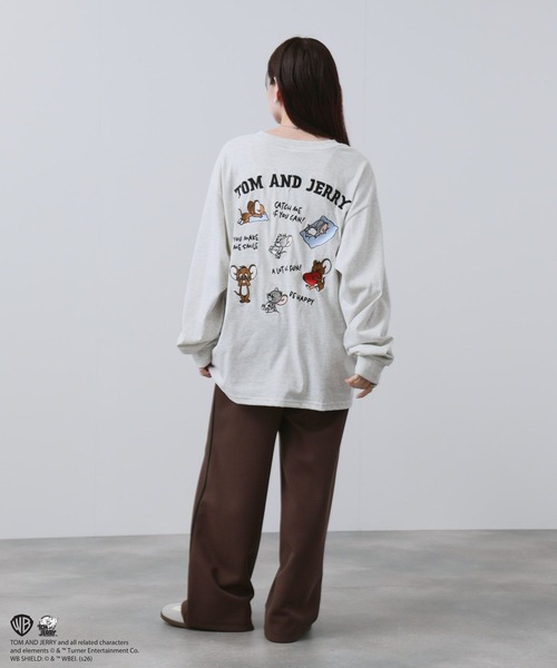 tシャツ 「TOM＆JERRY 」 キャラクター 刺繍 バックプリント オーバー