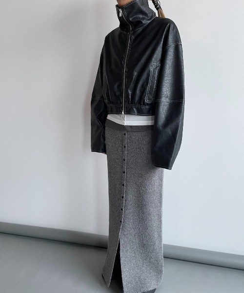 「AIC.」 ニットスカート MEDIUM ブラック レディース_画像6