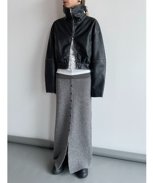「AIC.」 ニットスカート MEDIUM ブラック レディース_画像7