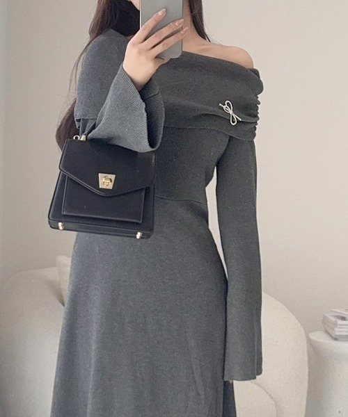 「mily bilet」 ニットワンピース MEDIUM グレー レディース_画像8