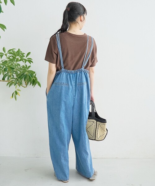 サロペット オーバーオール コットンレーヨンデニムサロペット レディースの画像