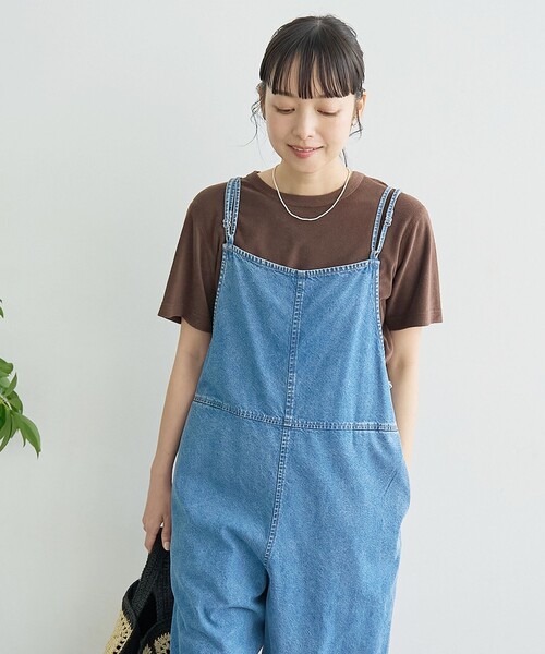 サロペット オーバーオール コットンレーヨンデニムサロペット レディースの画像