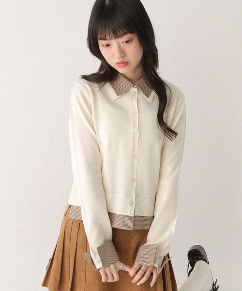 Heather（ヘザー） ニット セーター Wカラードッキングニット 665273