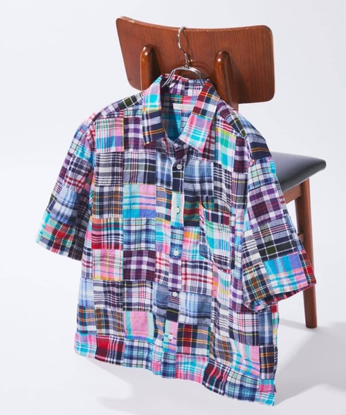 RRL ダブルアールエル　パッチワーク　マドラスチェックシャツ　半袖　M JOURNAL STANDARD（ジャーナルスタンダード） シャツ 半袖 パッチ
