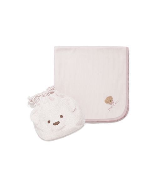 おくるみ 針抜き柄ブランケット＋くま巾着セット／オーガニックコットン