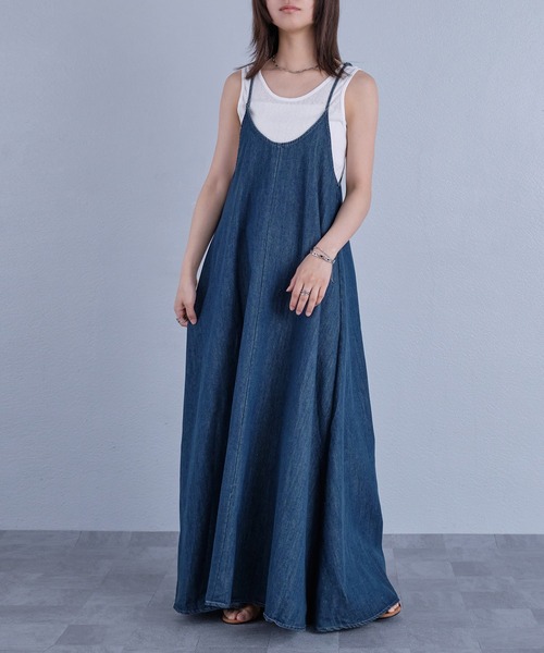 murea セットアップ 夏 シアーノースリーブトップス＋デニムフレア