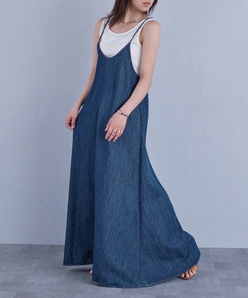 murea セットアップ 夏 シアーノースリーブトップス＋デニムフレア