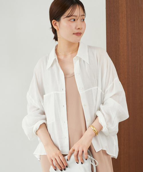 ブラウス シャツ 「追加」RAMIE LYOCELL CROPPED シャツ 3 レディースの画像