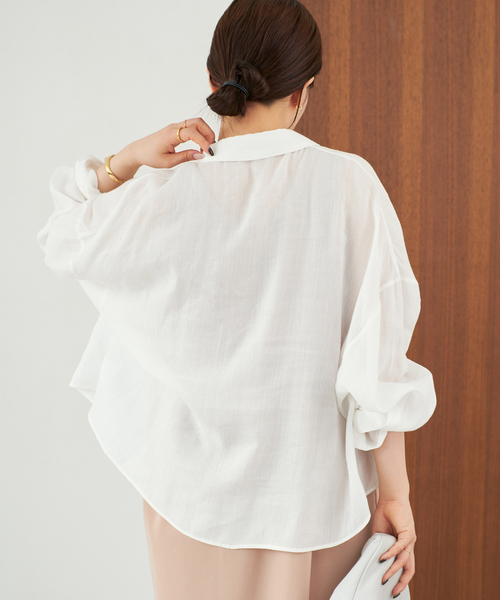ブラウス シャツ 「追加」RAMIE LYOCELL CROPPED シャツ 3 レディースの画像