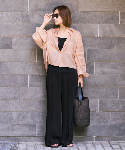ブラウス シャツ 「追加」RAMIE LYOCELL CROPPED シャツ 3 レディースの画像