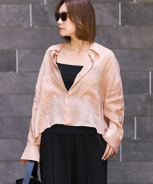 ブラウス シャツ 「追加」RAMIE LYOCELL CROPPED シャツ 3 レディースの画像
