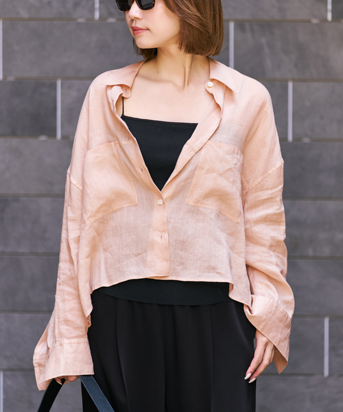 ブラウス シャツ 「追加」RAMIE LYOCELL CROPPED シャツ 3 レディースの画像