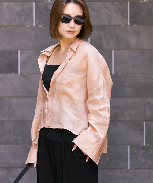 ブラウス シャツ 「追加」RAMIE LYOCELL CROPPED シャツ 3 レディースの画像