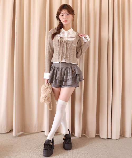 レースアップティアードスカパン one after another NICE CLAUP スカート 夏 バックレースアップ