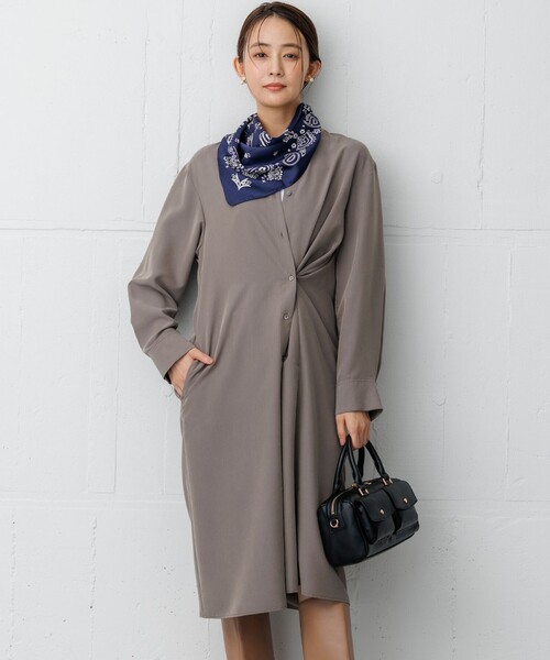 シャツワンピース フィブリルシャーティング カシュクールワンピース