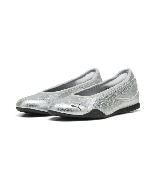 「PUMA」 バレエシューズ 25.0cm ブラック×シルバー レディース_画像2